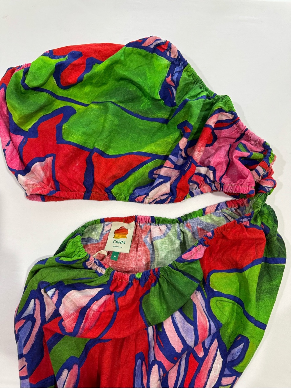 Farm Rio One Shoulder Open Waist Tropical Bunch Midi Dress Linen Blend Size M - Picture 7 of 13